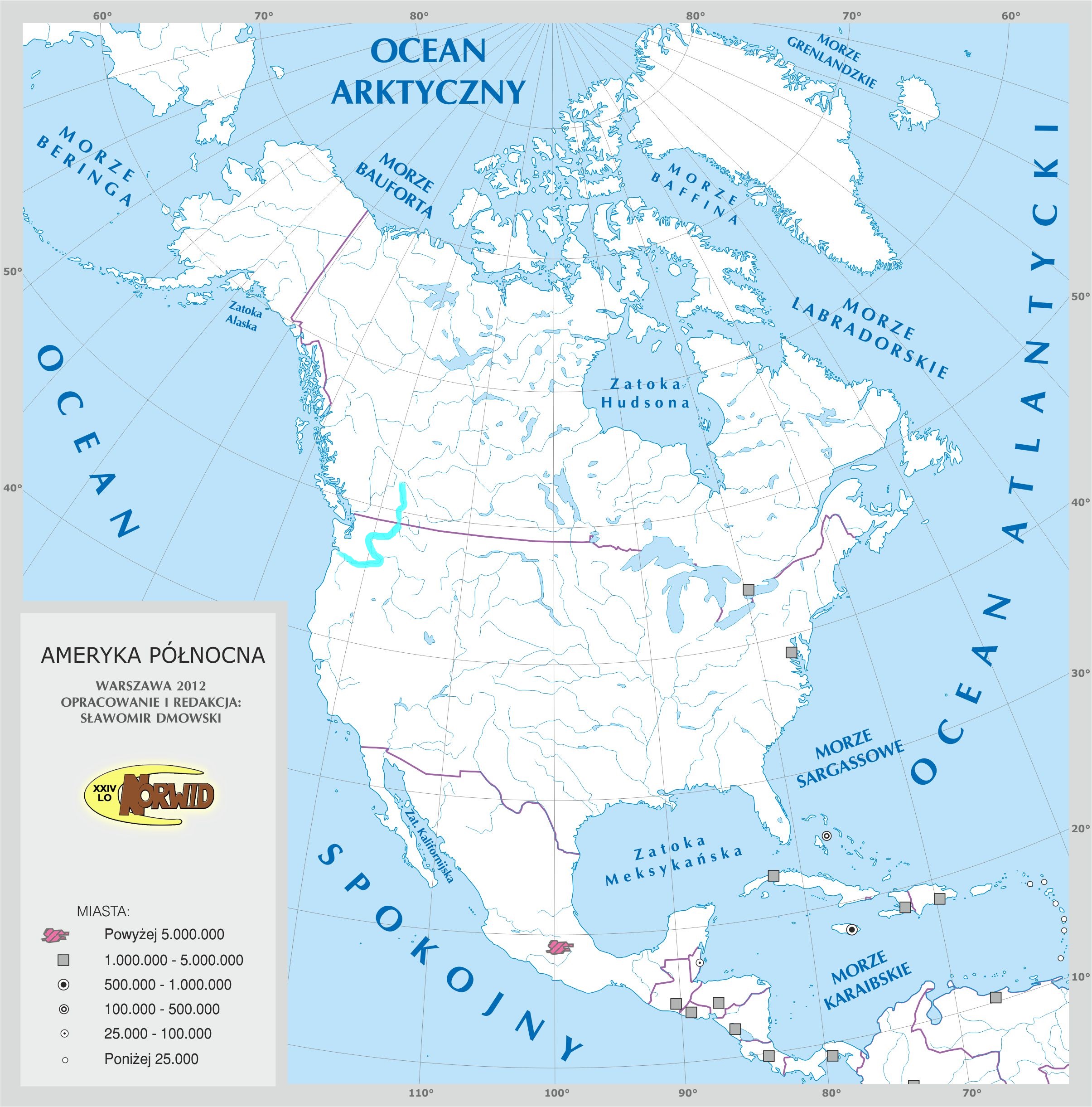 Sprawdzian Z Geografii Ameryka Północna I Południowa Level 13 - Ameryka Północna - Rzeki i Jeziora 1-25 - Mapa fizyczna świ